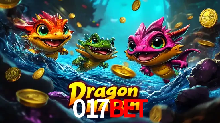 Arte promocional do jogo Dragon Hatch com três adoráveis dragões bebês nadando entre moedas de ouro, um dos slots mais divertidos para jogar no cassino 017bet.