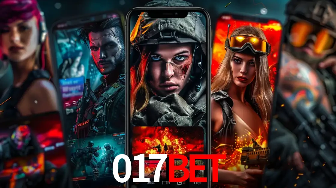 Montagem de telas de celular mostrando diversos personagens, masculinos e femininos, de um jogo de tiro, ilustrando a diversidade de equipes de e-sports para apostar no 017bet.