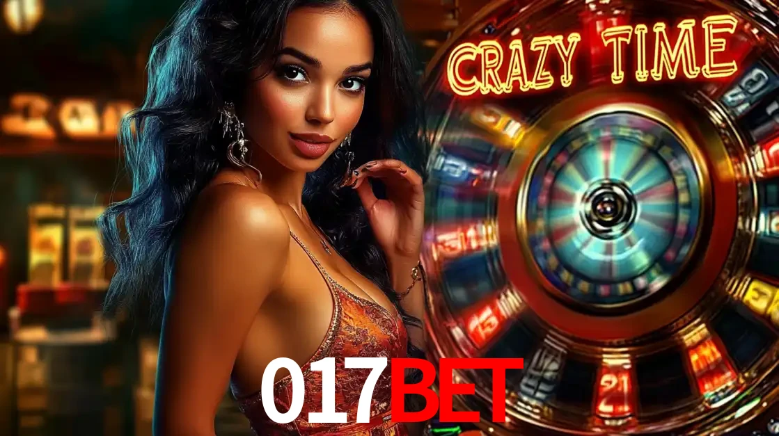 Mulher elegante ao lado da vibrante roda da fortuna do jogo de cassino ao vivo Crazy Time, um dos game shows mais populares e cheios de prêmios do 017bet.